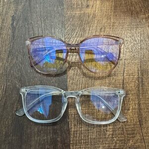 Stylish Clear and Pink Blue Light Glasses Set